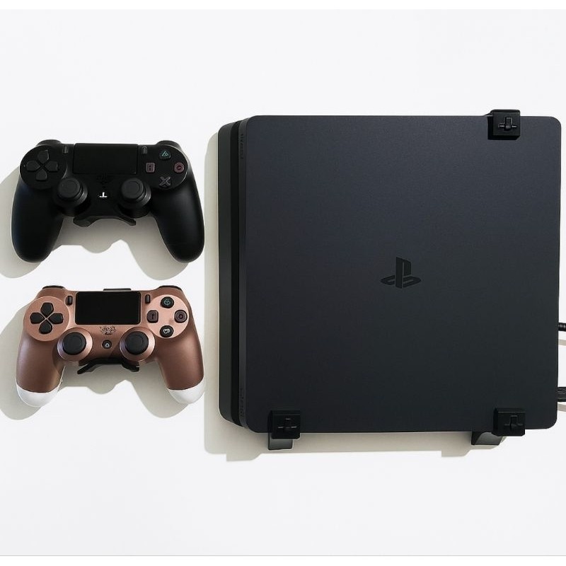 Suporte de parede para PS4 Slim/PRO/FAT + suporte para 2 controles DualShock 4