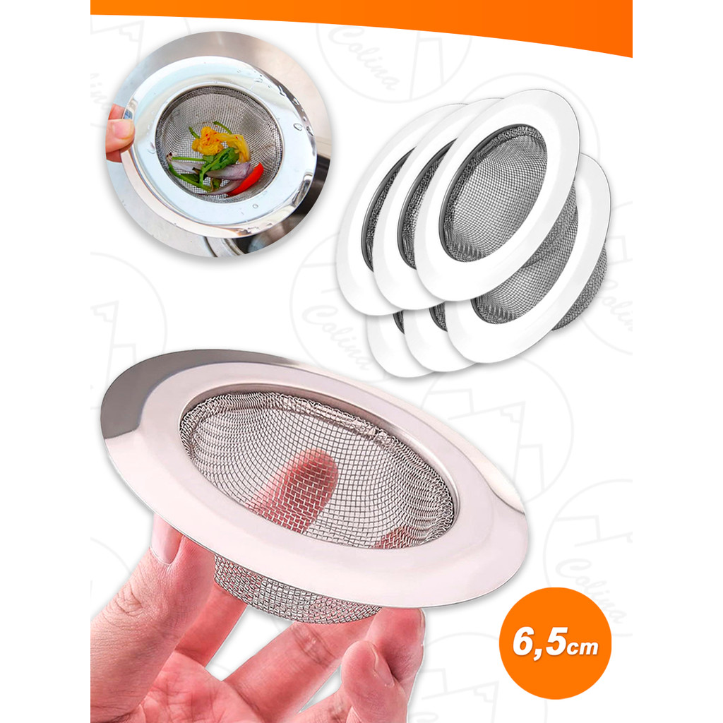 Ralos De Pia De Cozinha 100% Aço Inox De 6,5cm Com Tela Resistente E Borda Distribuidora Utilidades