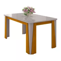 Mesa de Jantar Opera 6 Lugares com Tampo de Vidro