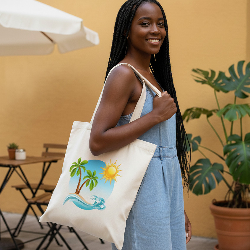 Ecobag Bolsa de Praia Estampada Colorida | Sol e Praia | Bolsa Tote Sustentável