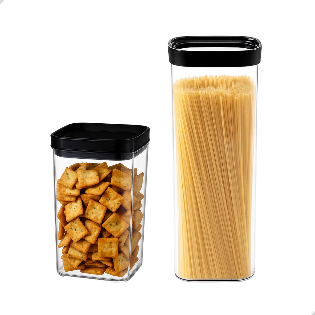 Kit 2 Un Potes Herméticos Empilháveis Acrílico com Tampa Vedação Antivazamento Alimentos Mantimentos