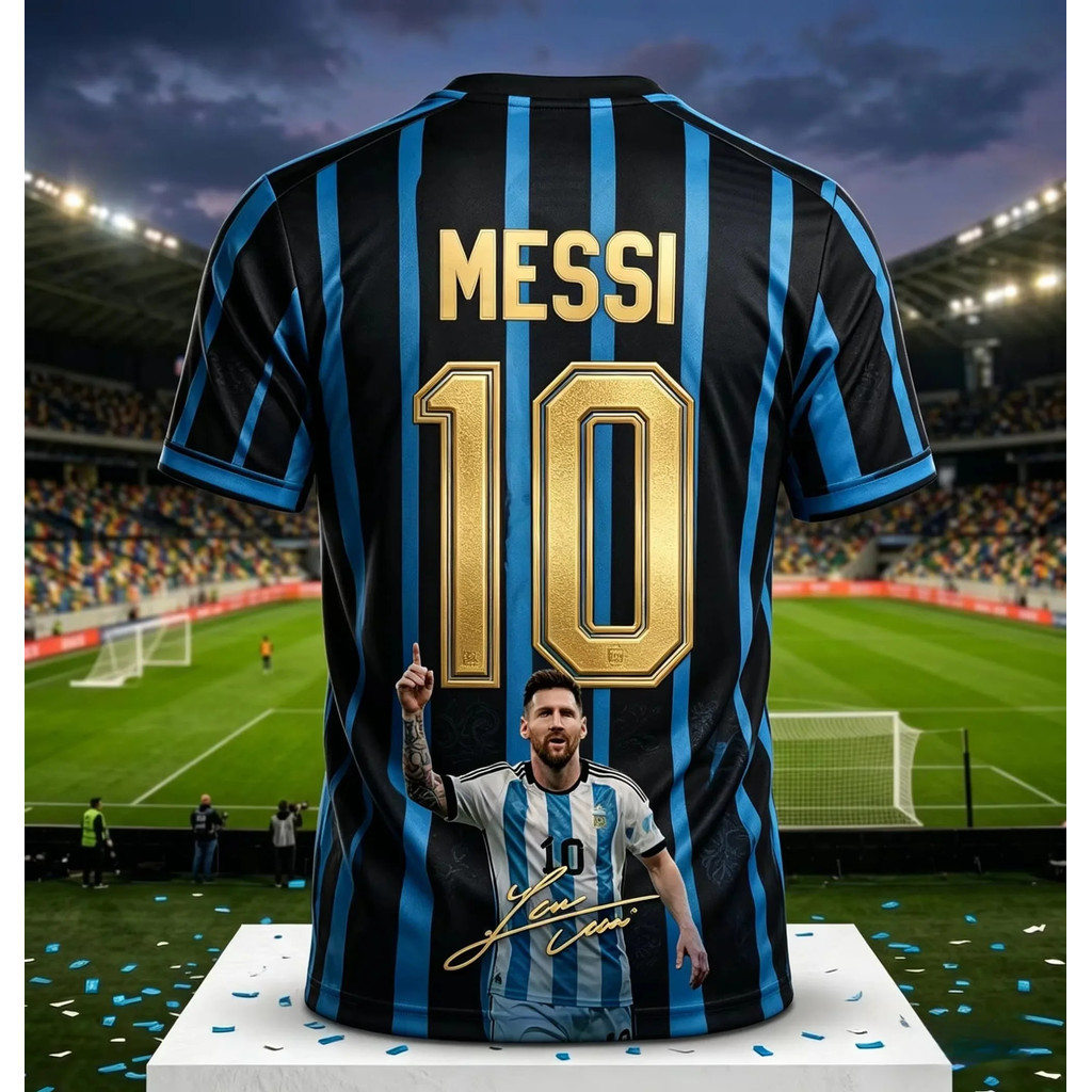Camisa De Futebol Argentina No . 10 2026 | Camiseta De Casal Unissex Com Estampa 3D Listrada Azul E Branca Para Fãs Da C