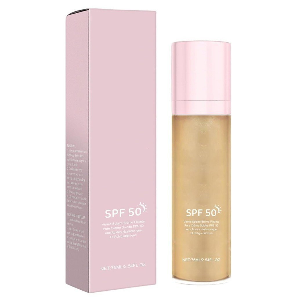 Elaria Sheer Setting Mist Sunscreen Spray SPF 50 - Um spray hidratante com óleo brilhante produzido pela Poeni 4DFN, à p