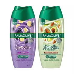 Kit Sabonete Líquido Palmolive Smoothie Frutas Vermelhas Banana e Iogurte 250ml + Esfoliante Amêndoa 250ml