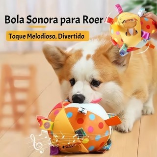Bola de Pelúcia Sonora para Cães com Guizo Suave 15cm Morder Gastar Energia Aliviar Estre…