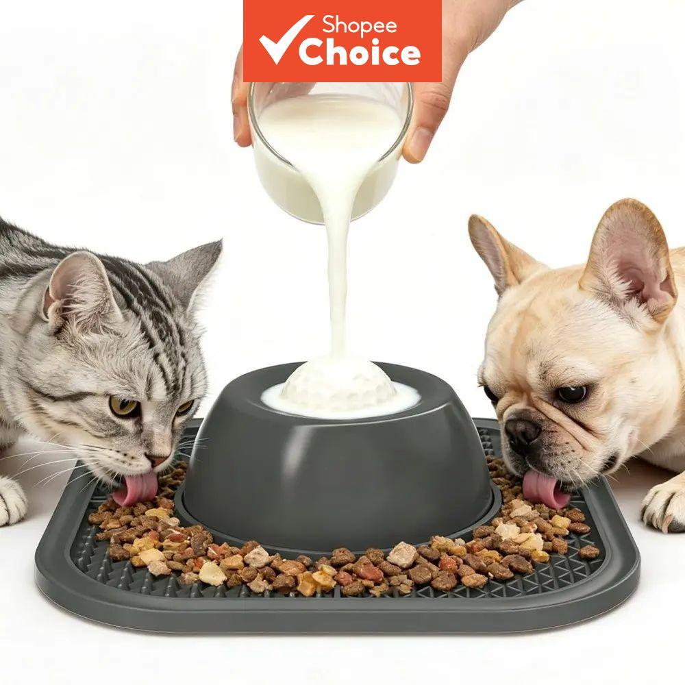 Tapete de alimentação lenta para animais de estimação, com bola interativa e tigela antiderrapante para cães de grande e