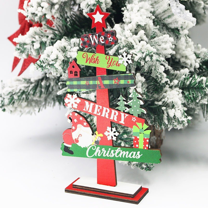 1 peça/pacote decoração de natal Desktop árvore de natal decoração de madeira natal sinal de madeira decoração criativa
