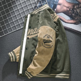 Novo estilo uniforme de beisebol camurça jaqueta solta mais gordura plus Size jaqueta Bomber engrossado outono inverno j