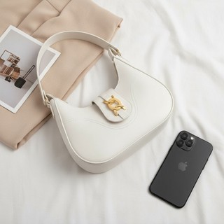 Bolsa Duart´s Aurora Feminina Baguete Ouro Light Dourada Média De Ombro Alça Grossa Estilosa Casual