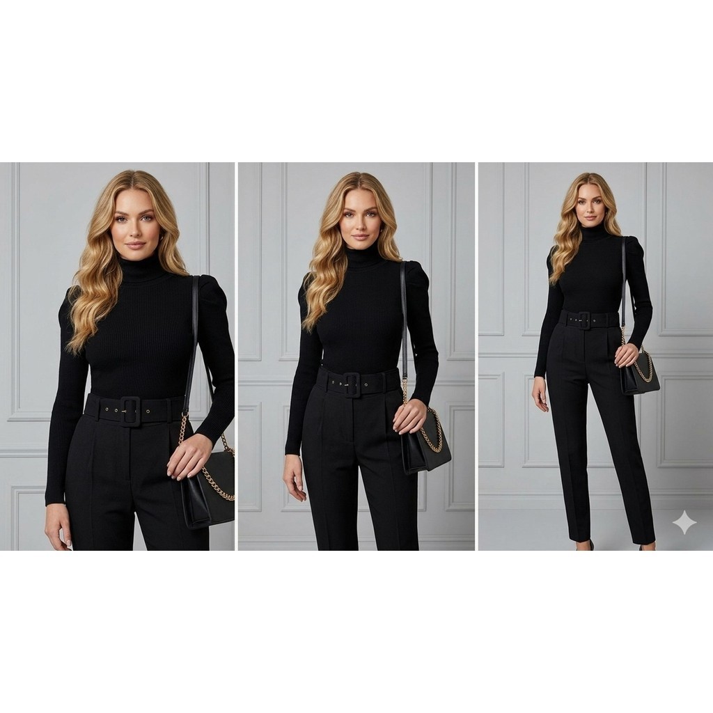blusa feminina gola alta manga longa princesa canelada justa elastano perfeita top exclusivo
