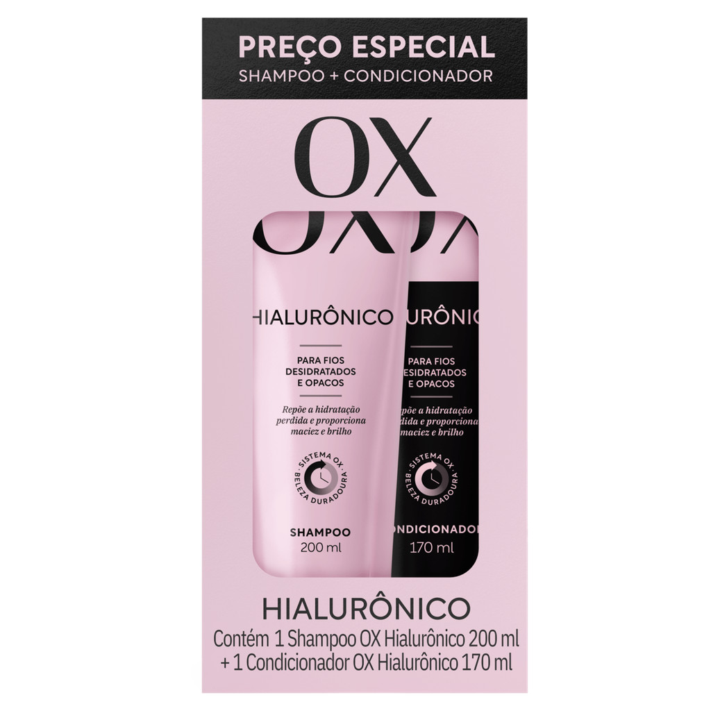 Kit Shampoo 200 ml + Condicionador 170ml Ox Hialurônico