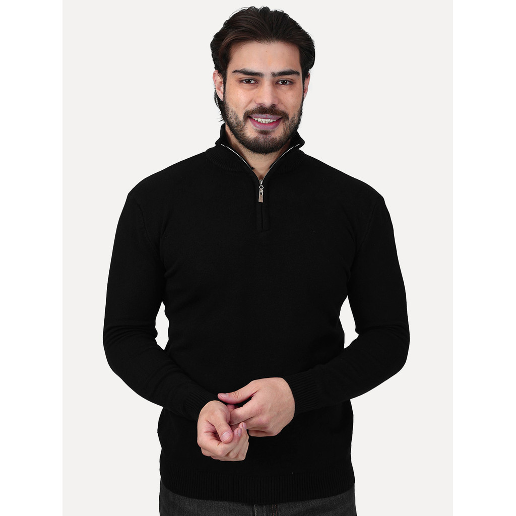Suéter Dixen Masculino Tricot Straights Half-Zip Gola Alta Original Preto