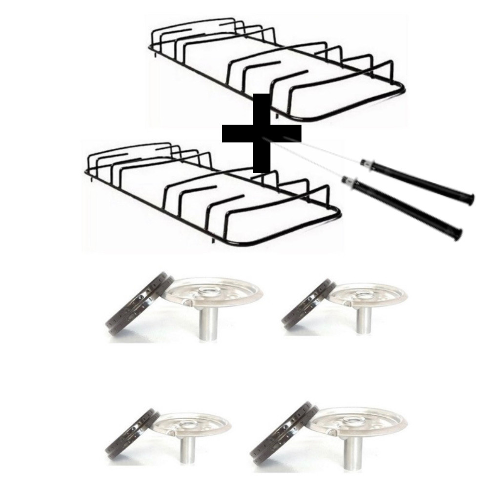 Kit 2 Grelhas + 4 Bocas Para Fogão Esmaltec Veneza Bali Agata +2 agulha