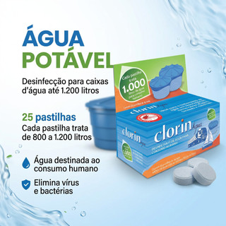 Cloro para Água Potável em Caixa d'Água até 1.200L Clorin 1000
