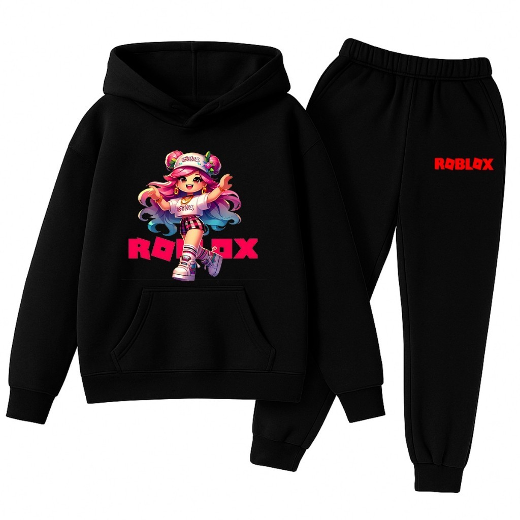 Conjunto Infantil Gamer Feminino Inverno Moletom com Capuz Calça Flanelada Quentinha