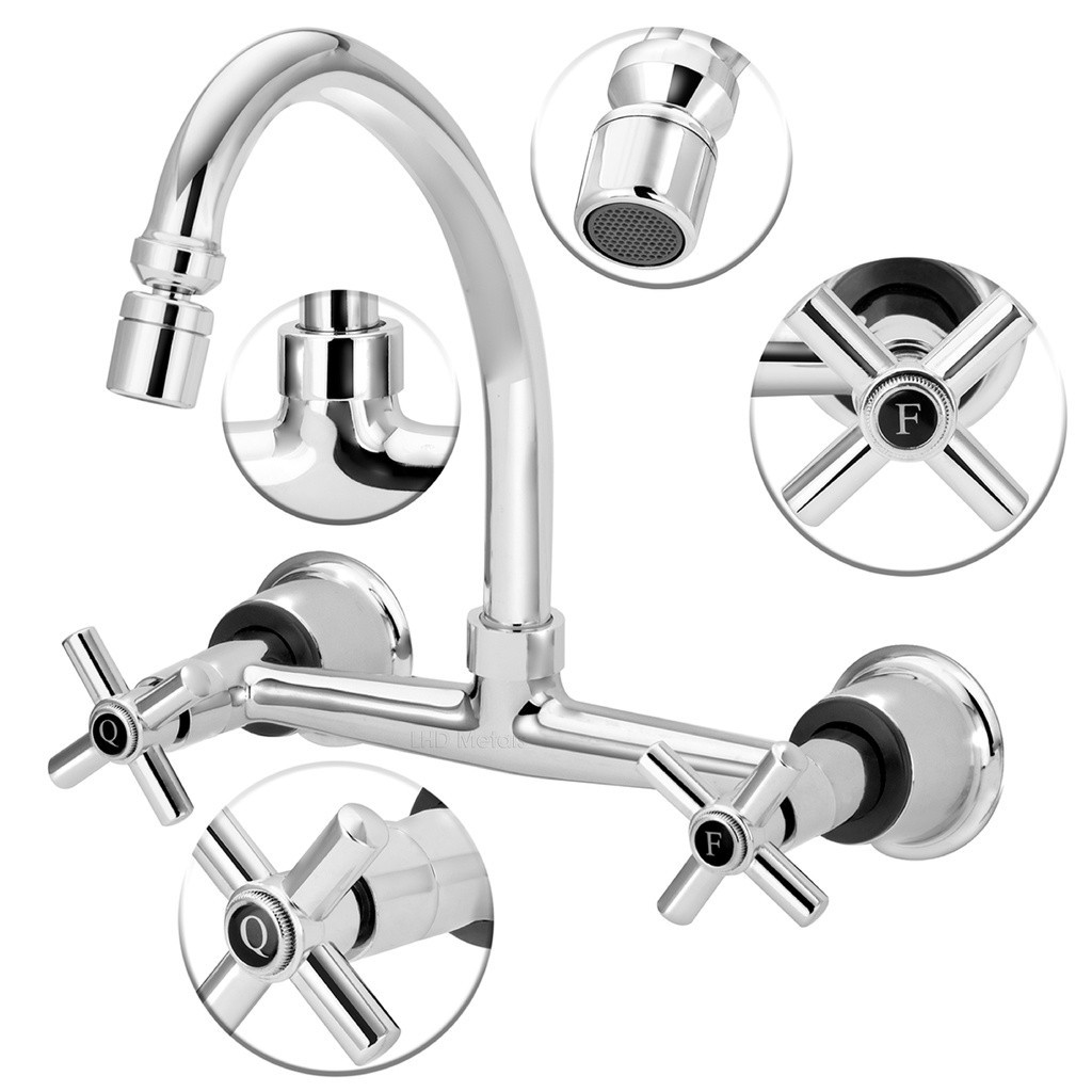 Torneira Misturador Cozinha Parede Arejador Articulado 1/4v Agua Quente Fria Anti Respingo — imagem 2 de 2