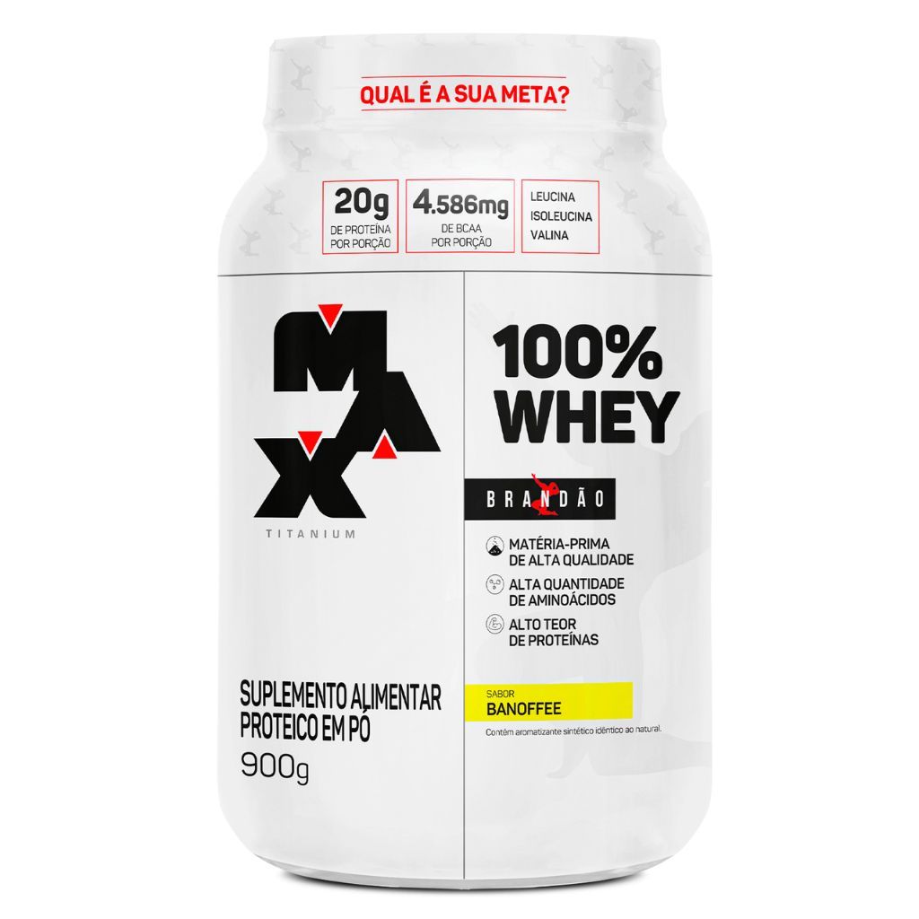 100% Whey Rafael Brandão Pote 900g Max Titanium