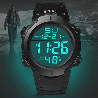 Relógio Digital Tático Masculino, Cronógrafo Esportivo LED à Prova d'Água, Pulseira de Silicone 2PYC 2UWW