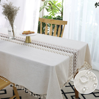 [Novo produto] Toalha de mesa retangular de linho de algodão bordado à prova d'água estilo japonês Toalha de mesa de jan