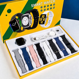 Novo Relógio Inteligente 8 em 1 com Chamada Bluetooth, Pressão, Calculadora, Recarga sem Fio e Compatível Android/iOS