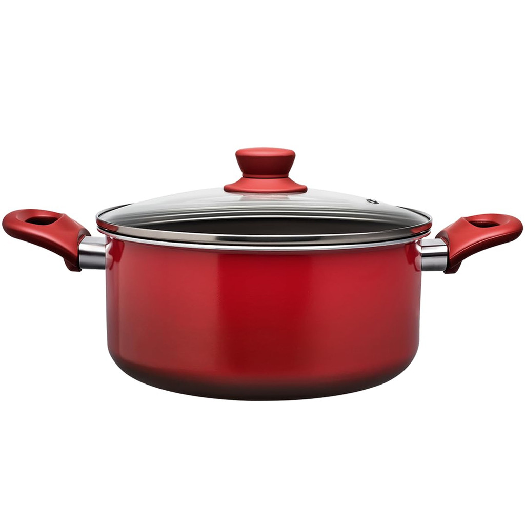 Caçarola Com Tampa 24cm 4,55L Ceramic Life Easy Brinox Vermelho Revestimento Cerâmico