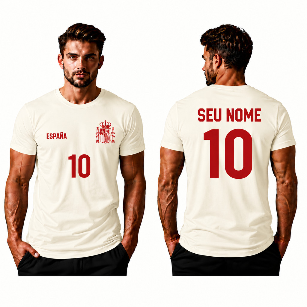 Camiseta Personalizada Com Seu NOME e NÚMERO Copa do Mundo 2026 Espanha España Seleção Espanhola  SPD