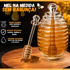 Meleira Design Moderno Decoração Cozinha Porta Mel Dosador Transparente Multiuso