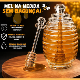 Meleira Design Moderno Decoração Cozinha Porta Mel Dosador Transparente Multiuso