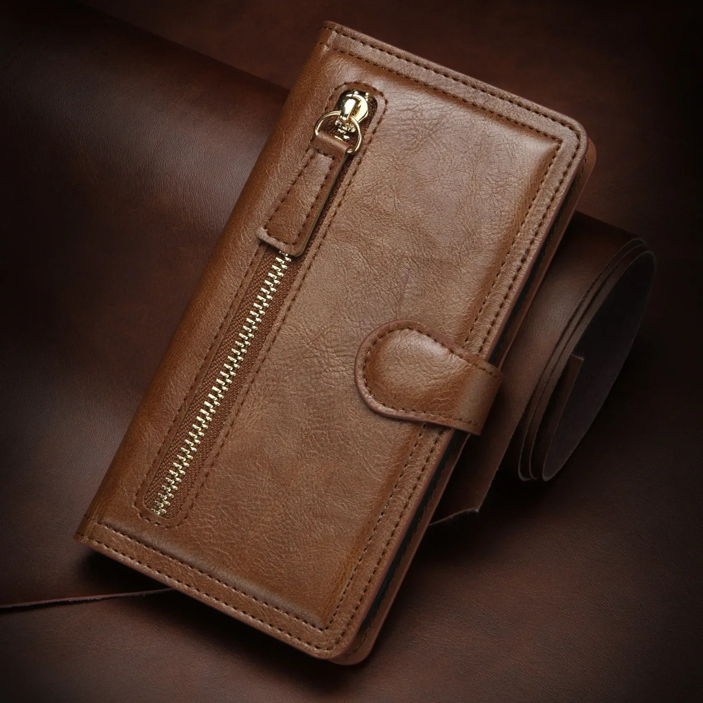 For Samsung Galaxy S26 S25 Ultra Plus S24 S23 S22 S21 S20 FE PlusUltra Leather Zipper Flip Wallet Case