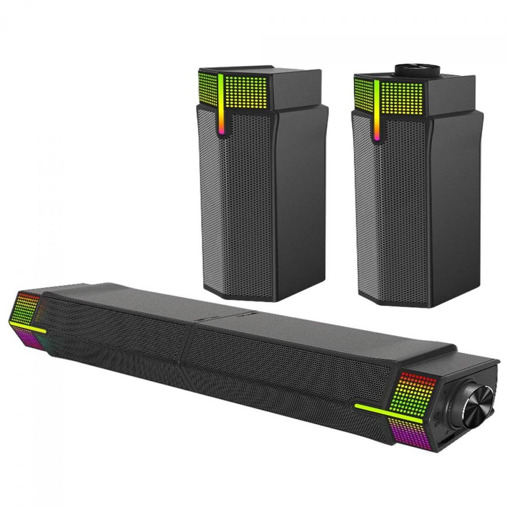 Caixa De Som Gamer Rise Mode Laser S2, Rainbow, Bluetooth/3.5mm, 2x5W, Preto, RM-SPL-02-ARGB