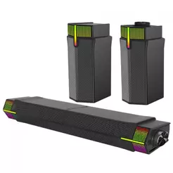 Caixa De Som Gamer Rise Mode Laser S2, Rainbow, Bluetooth/3.5mm, 2x5W, Preto, RM-SPL-02-ARGB