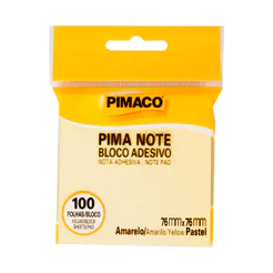 Bloco recado adesivo Pima Note Amarelo Pastel 76x76mm 100 fls Pimaco