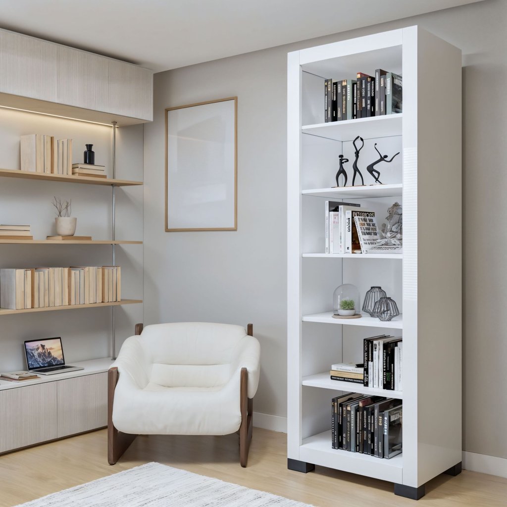 Estante de Livros 63CMX187CM Multiuso 5 Prateleiras Flex 100% MDF Branco Branco