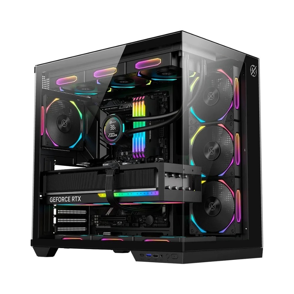 Gabinete Gamer Kalkan Skye Mid Tower Preto Sem Ventoinhas Painel Superior Com Portas Usb E Áudio