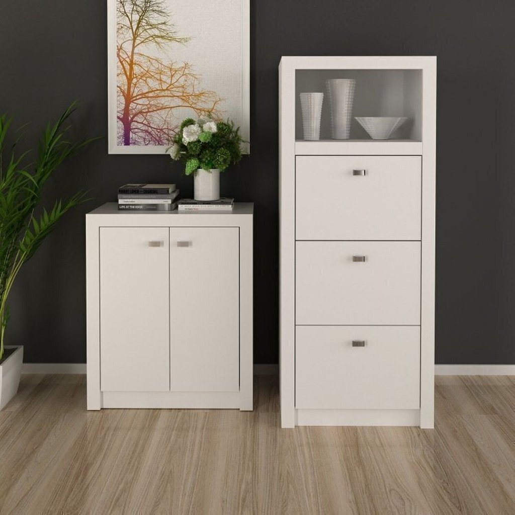 Kit 2 Peças com Armário Baixo ME4103 e Gaveteiro Arquivo ME4118 Espresso Móveis Branco Branco