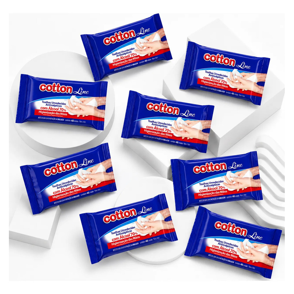 Kit 8 Pacotes Lenços Toalhas Umedecidas Antissépticas Desinfetantes Carro Casa Escritório Academia Higiene Diária Álcool