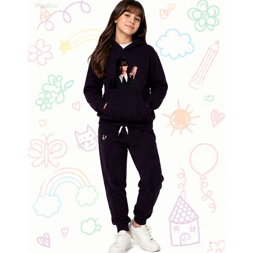 Conjunto Moletom Infantil Personagens Menina Blusa de Frio Calça Inverno Quentinho