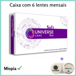 Lente de Contato Soft Universe Clear para Miopia Hidrogel Polymacon Mensal Caixa com 6 Unidades