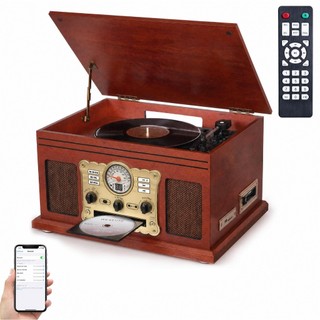 VEDO 10 in 1 Bluetooth Record Player, 3-Speed Turntable for Vinyl with Speakers, LP to MP3 Converter, CD, Cassette Playe