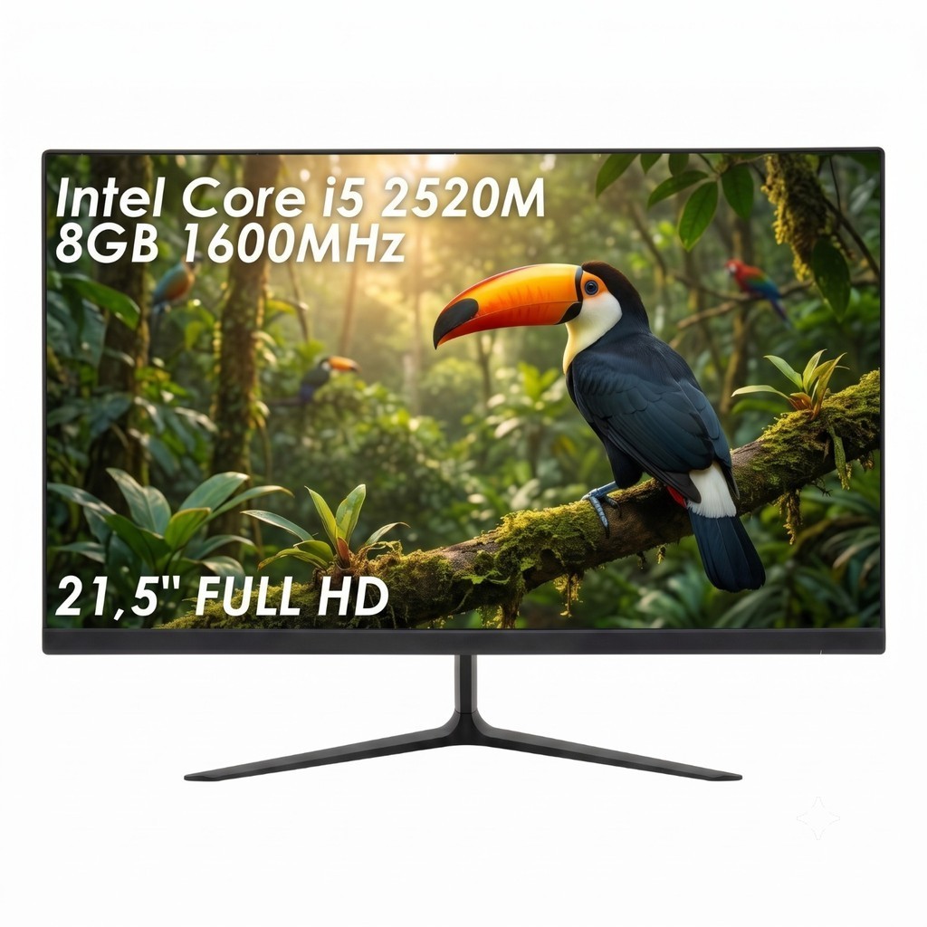 Computador All In One I5 Som Integrado 8GB RAM 512SSD 1080 Full HD Tela 21.5" WI-fi Bluetooth 4.2 HDMI VGA P2 RJ45