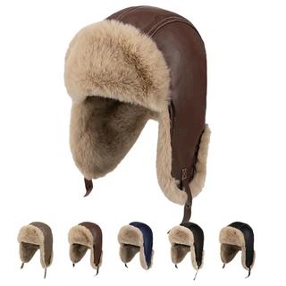 Gorros de lã grossos para uso ao ar livre, gorros de pelúcia, gorros de inverno quentes, gorros de lã macios e folgados.