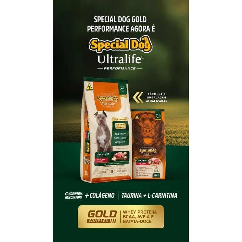 Ração Special Dog Ultralife Gold Performance Adulto Cães Adultos Carne e Frango 15Kg