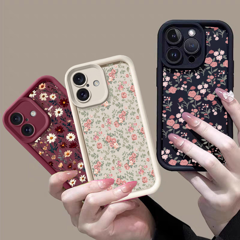 Moda Margarida Rosa Flor Folhas Planta Impressão Escudo Para Samsung Galaxy A57 A17 A27 A37 A07 S25 S26 FE S26 Ultra Plu