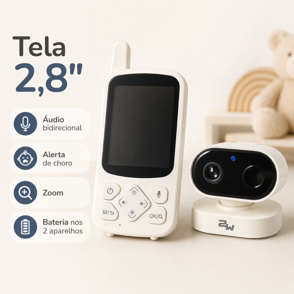 Baba Eletronica Sem WiFi Monitor Bebe 2.8 Alerta Choro Audio