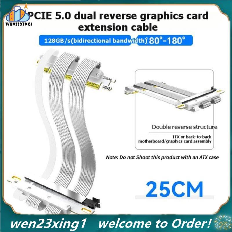 [Wen-Shop] Cabo Riser PCIe 5.0 X16 180 ° A De Extensão De Design De Alta Velocidade GPU 128 Gb/S Reverso Duplo Para Gabi