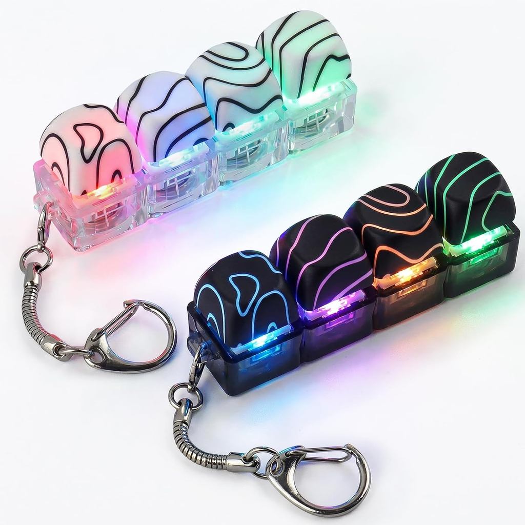 Conjunto de 2 Brinquedos Antiestresse para Teclado - Brinquedo Antiestresse com Teclas Iluminadas por LED, Chaveiro Anti
