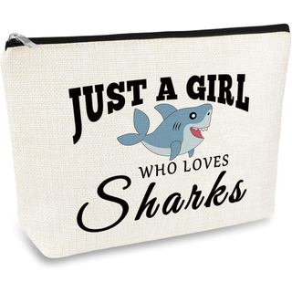 Presente para Amantes de Tubarões, Bolsa de Maquiagem para Meninas Amantes de Tubarões, Presentes da Semana do Tubarão, 