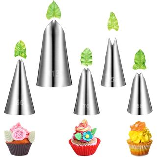 5 Peças de Bicos de Confeitar em Aço Inoxidável, Bicos de Confeitar em Forma de Folha, Bico de Confeitar em Forma de Fol
