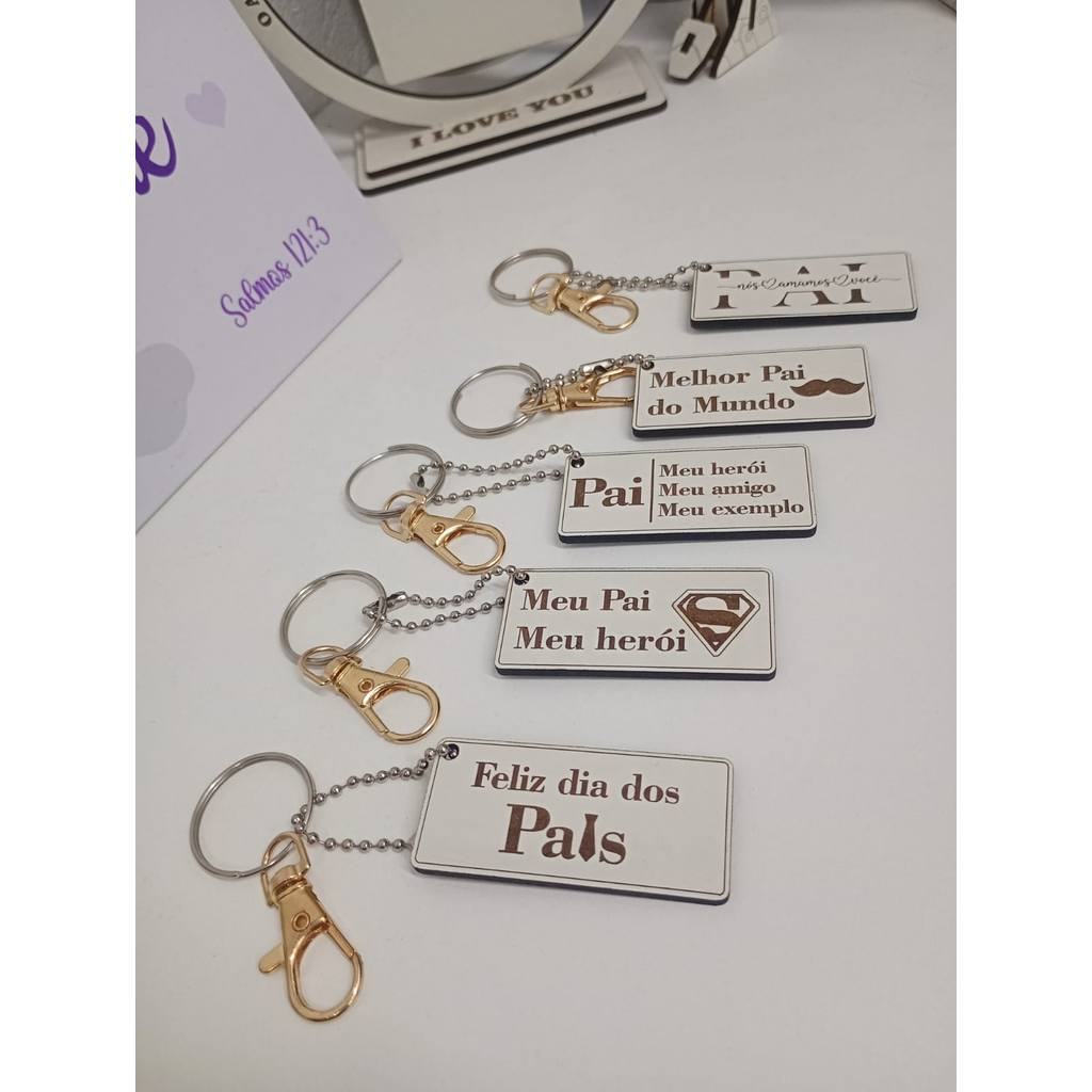 Kit 100/50/30/10 Chaveiros Dia dos Pais Lembrancinha Presente Brinde Mdf Mimo Qualidade