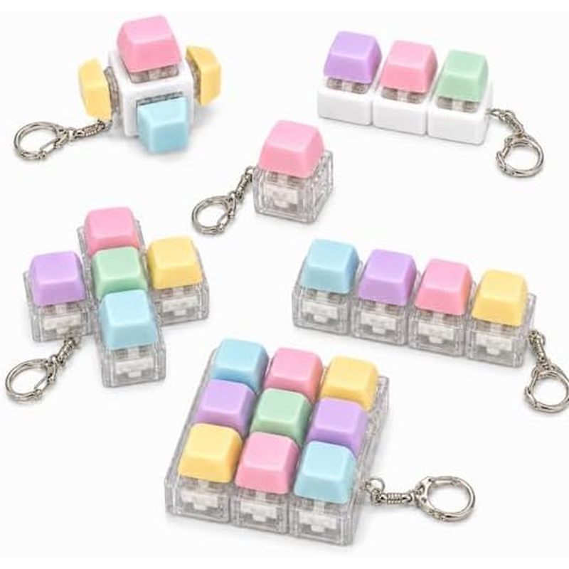 Brinquedos de descompressão de teclado de 6 peças, Fidget Spinner, brinquedos de descompressão de chaveiro de teclado, c